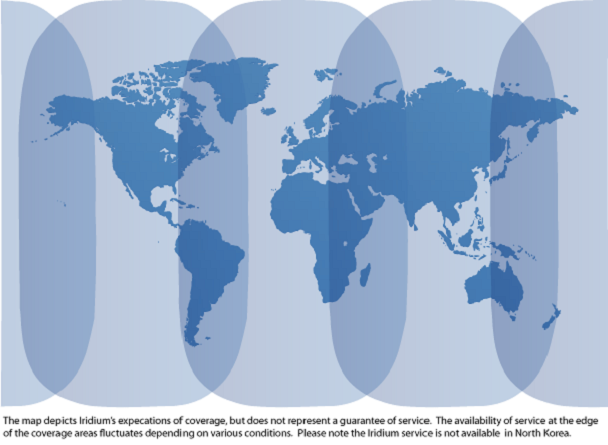 Iridium CPDLC, Datalink and FANS 1/A Coverage Map.